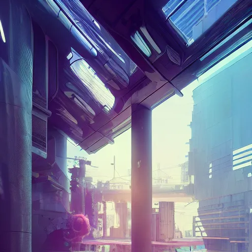 Image similar to neo brutralism, futuristic architectural art, colorful, hyperrealistic, cgsociety, octane render, 8k, realistic depth, 3D feeling, sunlight, shadows, reflections, romanticism, 3D, realistic depth, in the style of Akihiko Yoshida and Greg Rutkowski