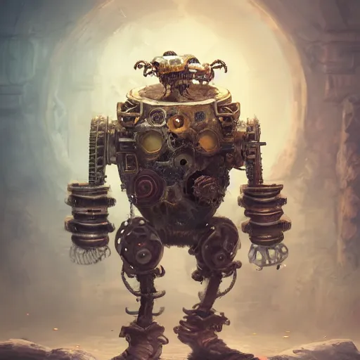 Prompt: a DND small ancient mechanical steampunk monster, made by Stanley Artgerm Lau, WLOP, Rossdraws, ArtStation, CGSociety, concept art, cgsociety, octane render, trending on artstation, artstationHD, artstationHQ, unreal engine, 4k, 8k,