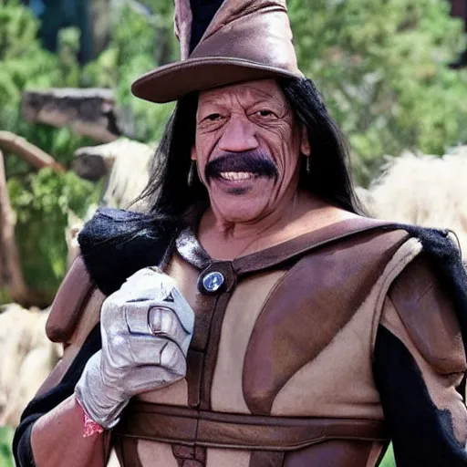 Image similar to Danny Trejo as Bugs Bunny from Looney Tunes, live action movie, set photo in costume, cosplay, photograph