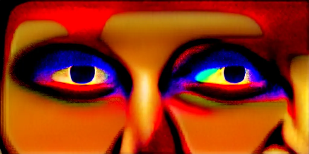 Image similar to a closeup of a person's face using a computer at night, just the light from the screen, reflective eyes, extremely detailed