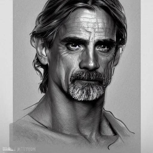 Image similar to amazing lifelike award winning pencil illustration of Jeremy irons intense stare beautiful trending on art station artgerm Greg rutkowski alphonse mucha cinematic