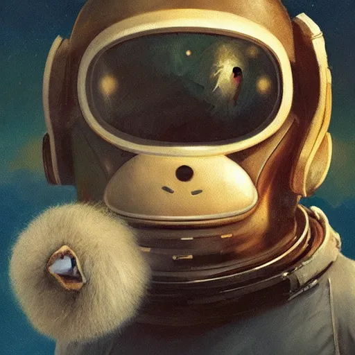 Prompt: Monkey wearing Astronaut helmet with a nice helmet profile picture by Greg Rutkowski and Fujita, Goro and Kunkle, Brad, asymmetrical, Organic Painting , glitch, Matte Painting, geometric shapes, hard edges, street art, trending on the artstation, realistic, graffity:2 by Sachin Teng:4, blur: -5