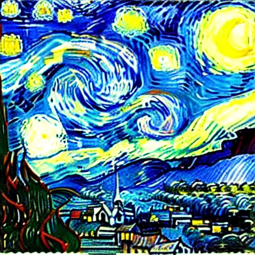 Prompt: starry night by vincent van gogh