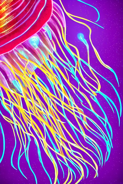 Prompt: glowing jellyfish, highly detailed, digital art, sharp focus, trending on art station