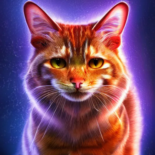 Image similar to Photorealistic magic crystalline cat. Hyperdetailed photorealism, 108 megapixels, amazing depth, glowing rich colors, powerful imagery, psychedelic Overtones, 3D finalrender, 3d shading, cinematic lighting, artstation concept art