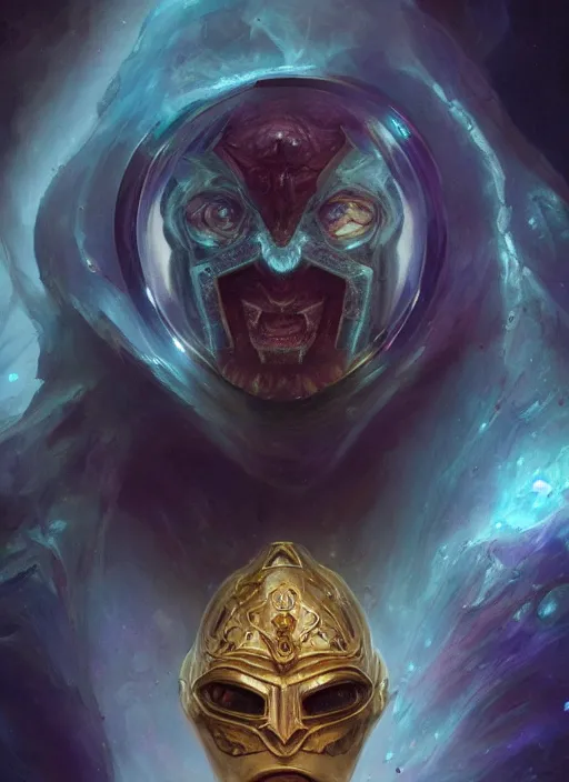 Image similar to dark horror aquamarine crystal nebula mf doom citrine eyes, gemstone skin, centered, digital painting, artstation, concept art, smooth, sharp focus, illustration, artgerm, tomasz alen kopera, peter mohrbacher, donato giancola, joseph christian leyendecker, wlop, frank frazetta