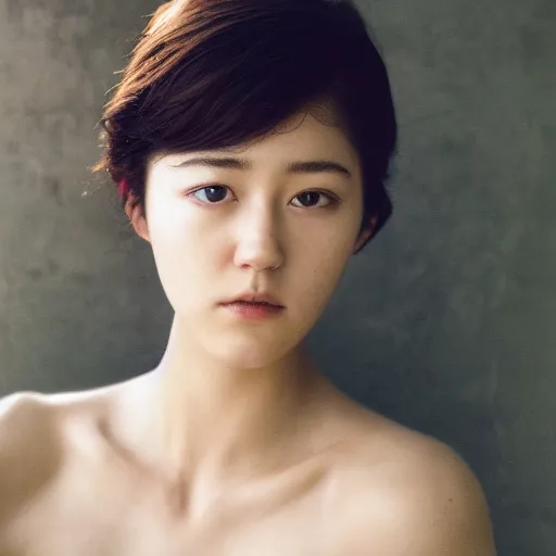 Image similar to a portrait photo of a beautiful young woman who looks like a korean mary elizabeth winstead