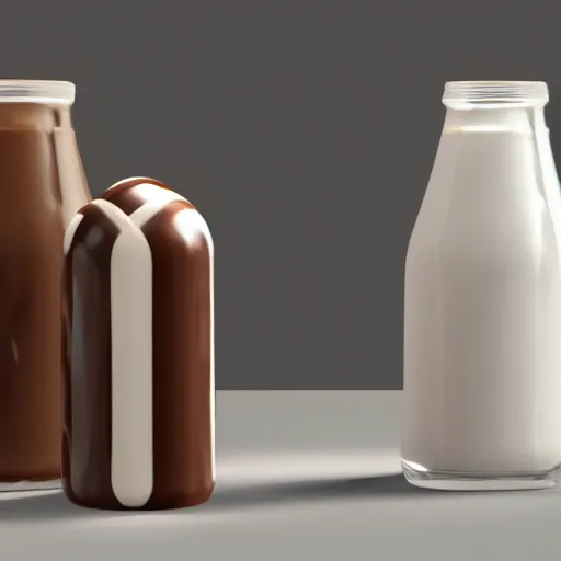 Prompt: light bulbmade of chocolate, open space background made of milk, unreal engine 5, ray tracing, extremely detailed