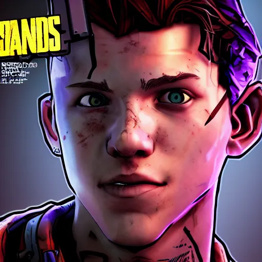 Prompt: tom holland portrait, borderlands, tales from the borderlands, the wolf among us, comic, cinematic lighting, studio quality, 8 k