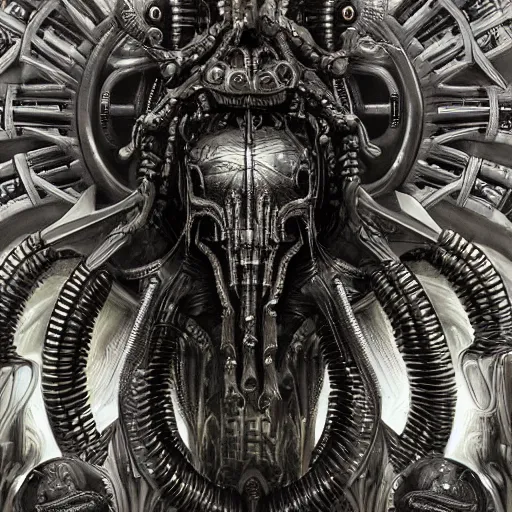 Prompt: mechanical cthulhu, cyborg, hyperealistic detailed photography, divinity, awful, religious art, cyberpunk, by h. r. giger