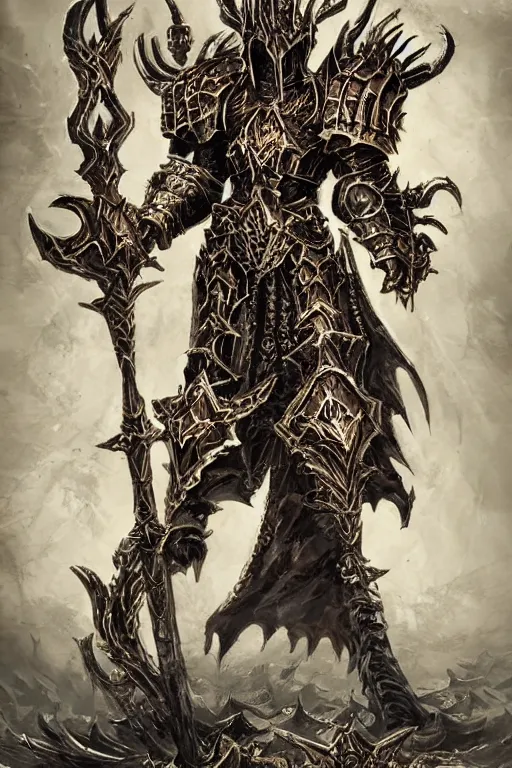 Image similar to heavy knight concept art inspired by archaon the everchosen, dark fantasy, intricate, highly detailed