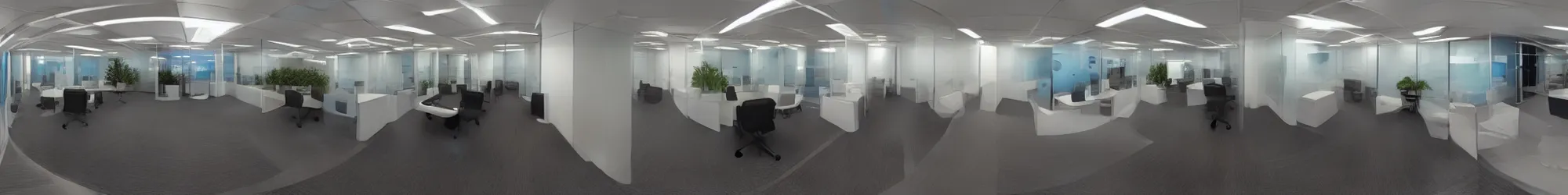 Prompt: panorama view of a sci-fi office room, 360*