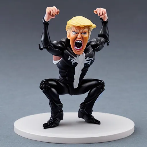 Prompt: a venom trump action figure by Hasbro