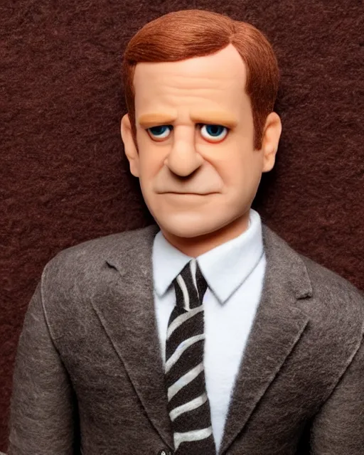 Image similar to tobey flenderson as a muppet. highly detailed felt. hyper real photo. 4 k.