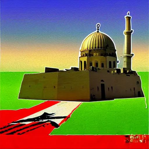 Image similar to curled perspective digital art of freedom for palestine