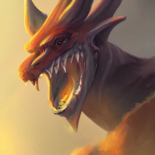 Image similar to anthro art, dragon head smiling into the camera, furry art, furaffinity, extremely detailed, digital painting, artstation, concept art, smooth, sharp focus, illustration, trending