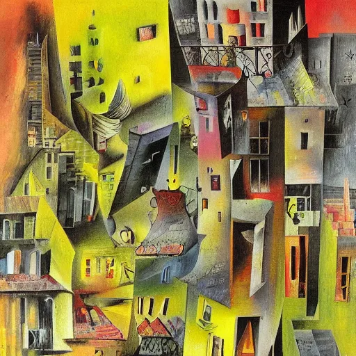 Prompt: old city by roberto matta