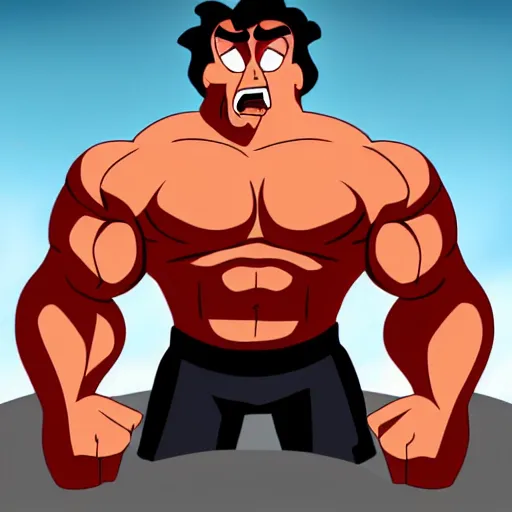 Image similar to angry muscular man in disney animation style