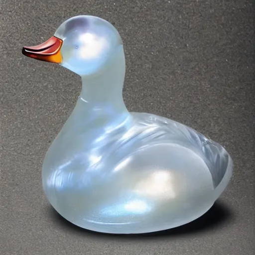 Prompt: Glass sculpture of a duck, professional photo