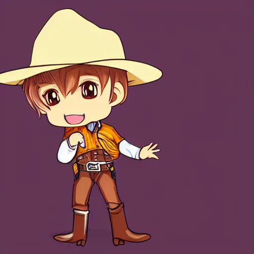 Image similar to cute cowboy character, chibi, anime