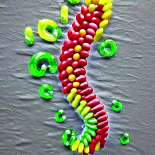 Image similar to dna spiral!!!! made of jelly beans