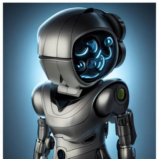 Prompt: product photo of a futuristic cute small robot, by artgerm and greg rutkowski and marc newson, alphonse mucha, zaha hadid, volumetric light, detailed, octane render, midsommar