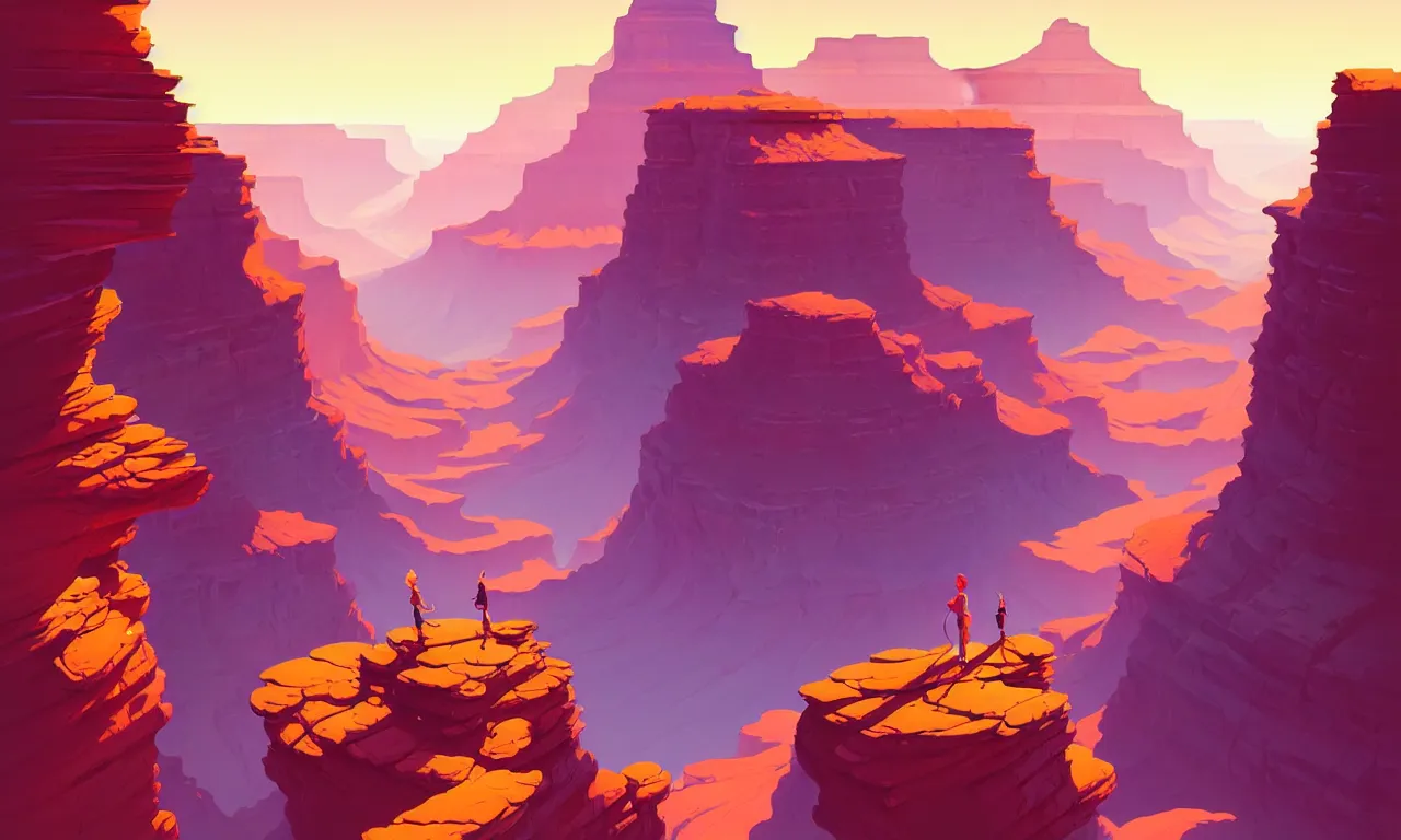 Image similar to beautiful grand canyon, vector art behance hd by Jesper Ejsing, by RHADS, Makoto Shinkai and Lois van baarle, ilya kuvshinov, rossdraws global illumination