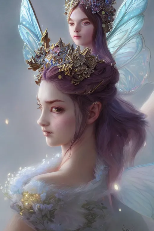 Image similar to fairy princess, highly detailed, d & d, fantasy, highly detailed, digital painting, trending on artstation, concept art, sharp focus, illustration, art by artgerm and greg rutkowski and fuji choko and viktoria gavrilenko and hoang lap