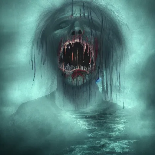 Prompt: an unspeakable horror rises from the depths, digital art, scary, 4 k,