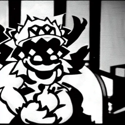 Image similar to bowser king koopa in a gangster rap music video, 1 9 9 0 s, mtv, vhs, hip hop, photorealistic