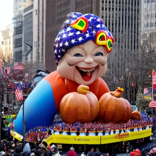 Prompt: hillary clinton float in the macy's thanksgiving parade