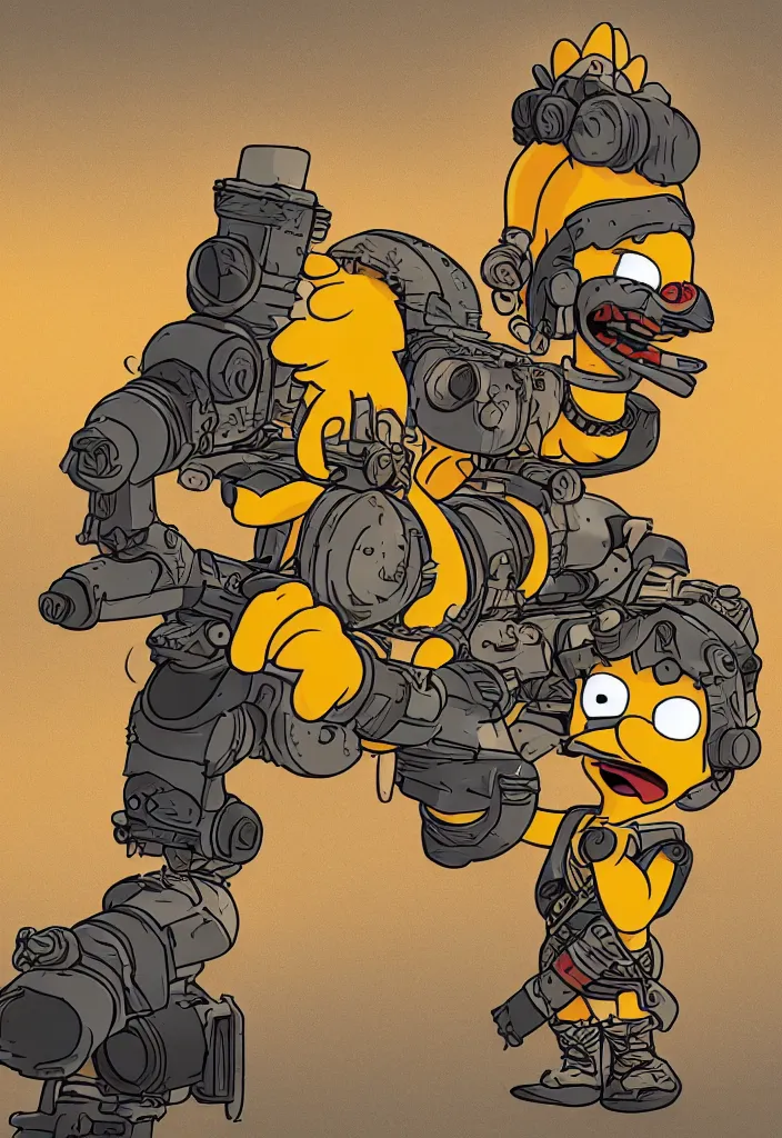 Prompt: Lisa Simpson portrait in Fury Road, borderlands 4k render