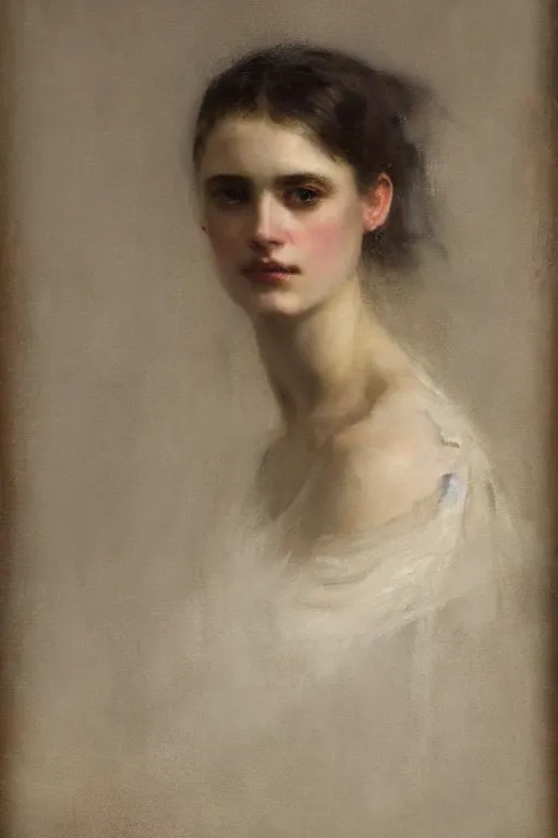 Image similar to Solomon Joseph Solomon and Richard Schmid and Jeremy Lipking victorian genre painting full length portrait painting of a young beautiful woman victorian rich dancer