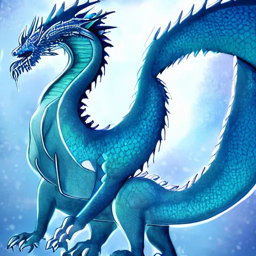 Image similar to an anthropomorphic blue dragon with icy scales, cartoon art trending on furaffinity