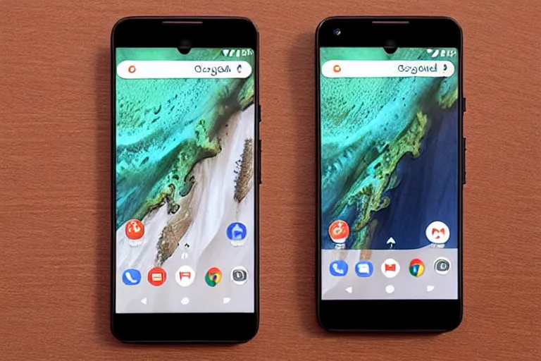 Image similar to a Google pixel phone with a bezel-less screen, Black Matte sides and a matte orange back.