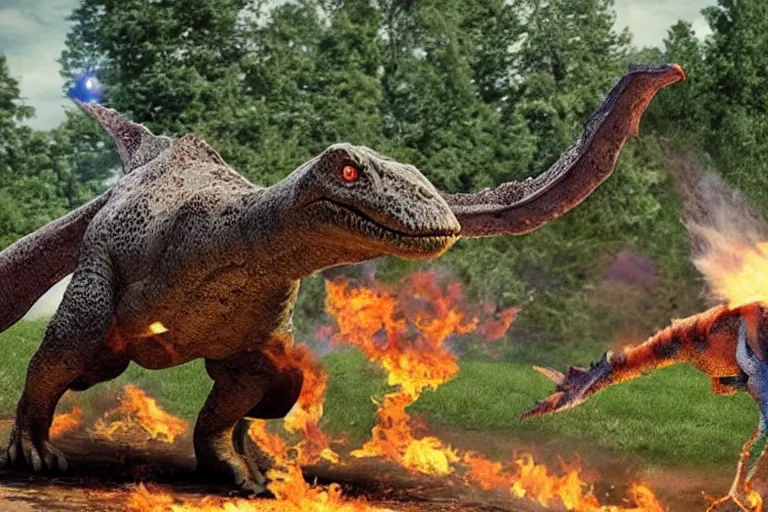 Image similar to tiktok as meteor destroying dinosaurus