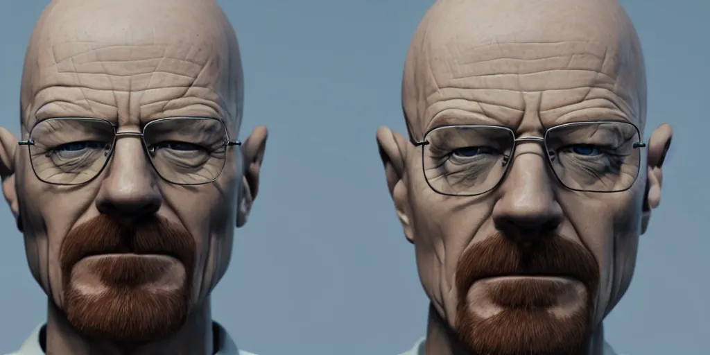 Prompt: walter white in 3 d, blender, octane render, 3 d render, realistic, unreal engine, trending on sketchfab, studio light, 4 k, 8 k