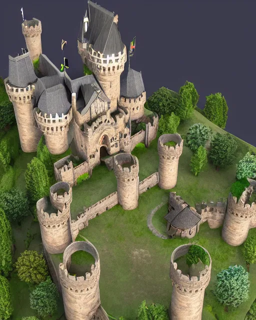 Image similar to give me a most beautiful castle 3 d render