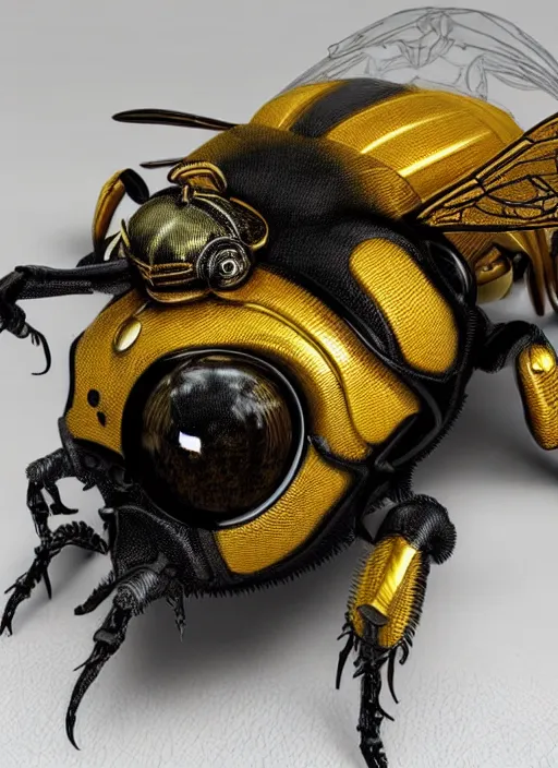 Prompt: old photo of a steampunk bumblebee intricate detailed 8k ultra realistic