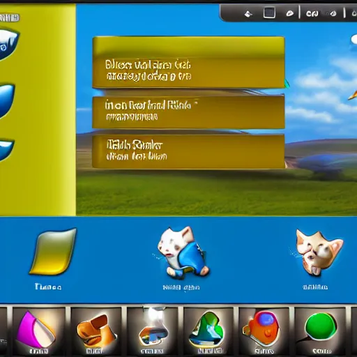 Image similar to screenshot ui of a windows xp application for cats to manage their collection of toys