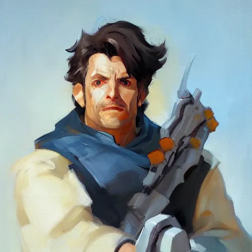 Image similar to greg manchess portrait painting of bilbo beutlin as overwatch character, medium shot, asymmetrical, profile picture, organic painting, sunny day, matte painting, bold shapes, hard edges, street art, trending on artstation, by huang guangjian and gil elvgren and sachin teng