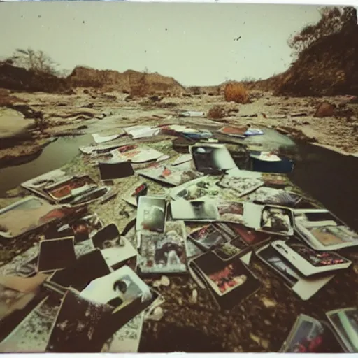 Prompt: worlds deadliest places as polaroid photo on table