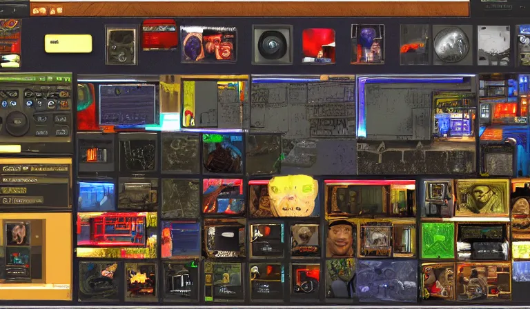 Image similar to GUI for a program that shows you proof for the existence of God, app design, web design, screenshot, System Shock 2, Deus Ex, by Nam June Paik, Frida Kahlo