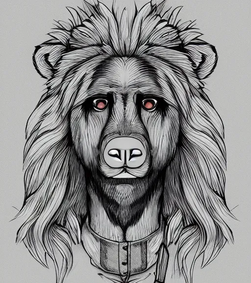 Image similar to expressive stylized master furry artist digital line art colored shaded drawing full body portrait character study of the anthro male anthropomorphic cartoon bear fursona animal person