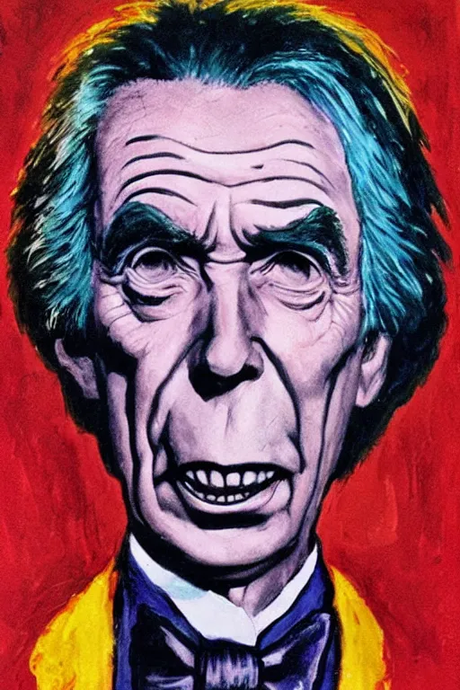 Image similar to portrait of bertrand russell as villain, by basil gogos