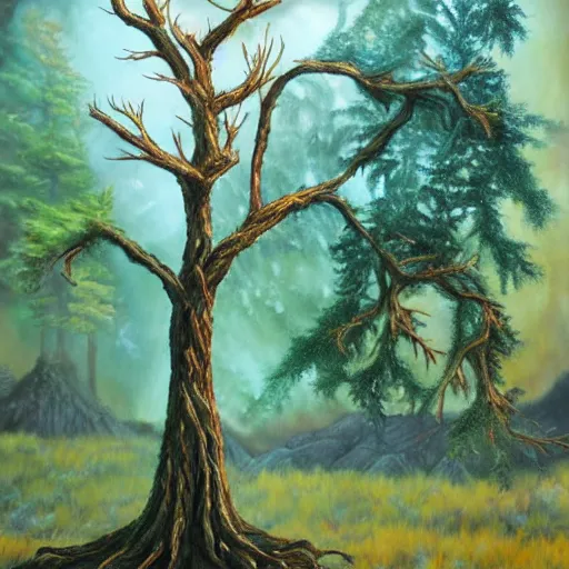 Prompt: A 16 year old tree, fantasy painting, lots of detail