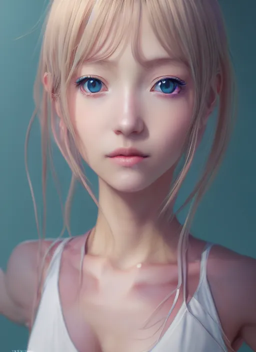 Image similar to the most beautiful cute anime girl portrait with highly detailed eyes, professional 3 d visualisation in pastel colours, by wlop, intricate linework, trending on artstation, unreal engine 5 highly rendered