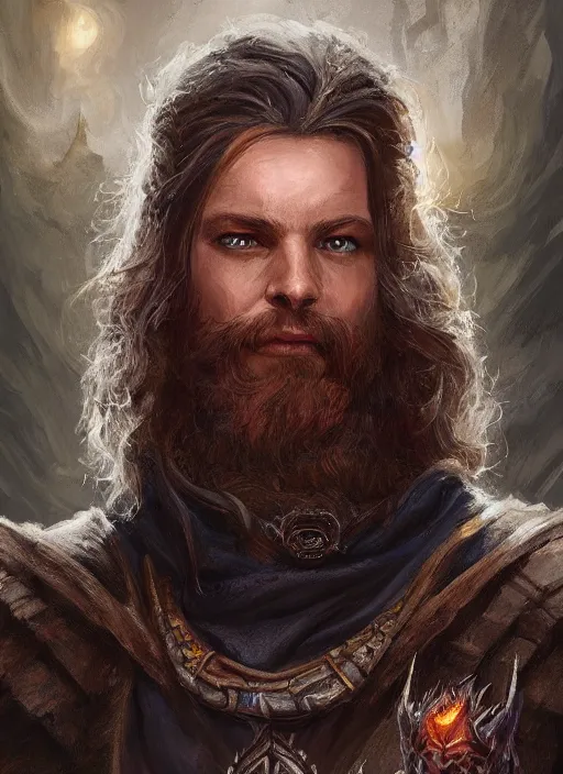 Prompt: a portrait painting of a male wizard, ultra detailed fantasy, dndbeyond, dnd character portrait, full body, pathfinder, pinterest, art by ralph horsley, dnd, rpg, lotr, behance hd, artstation, deviantart, hdr render in unreal engine 5