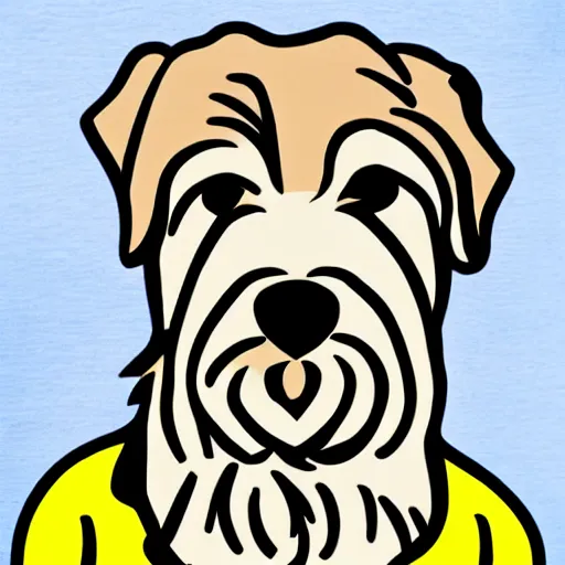 Image similar to wheaten terrier in the style of roy lichtenstein