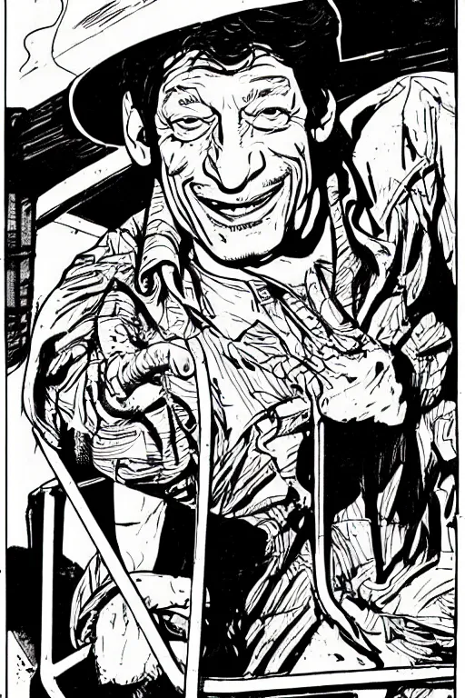 Prompt: jim varney in a shopping cart outside of k - mart, 6 0 ’ s style cartoon cover by jean henri gaston giraud, comic book artist moebius, comic book arzach style